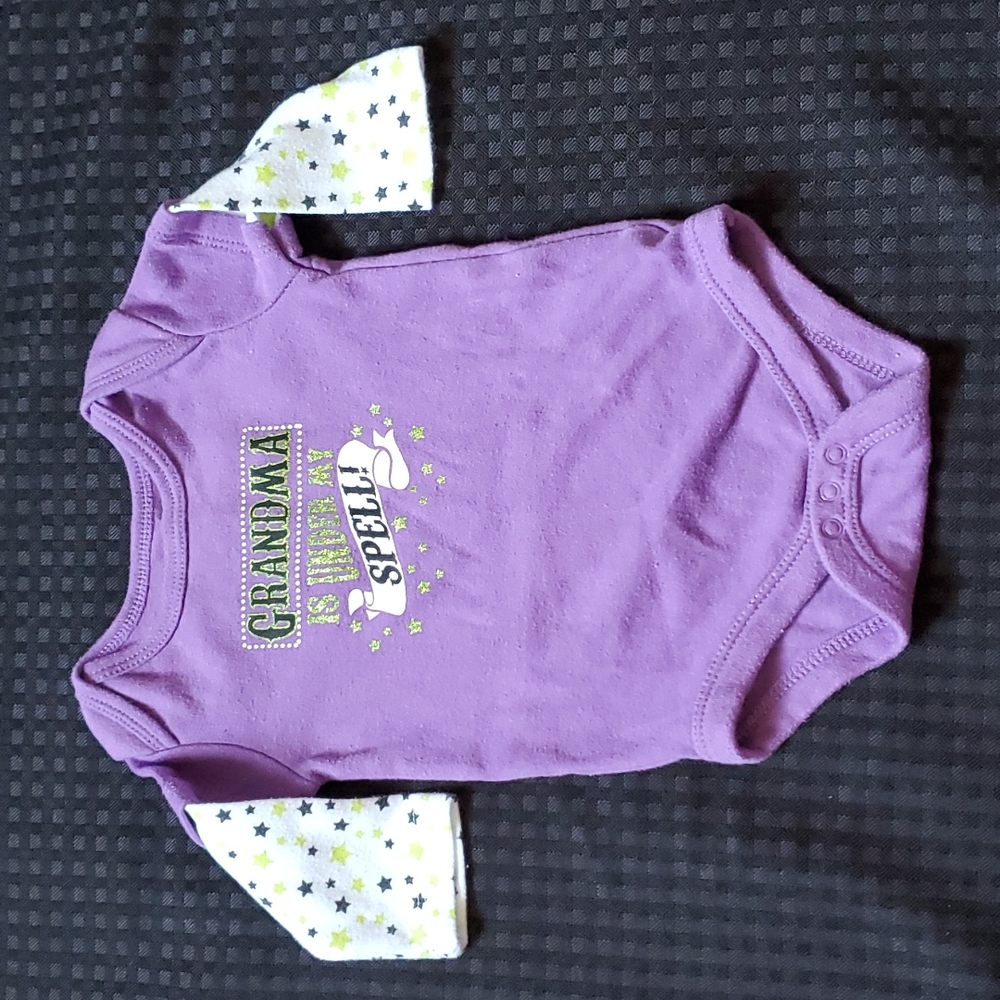 Grandma is under my spell!, long-sleeve, one piece , purple, size 0-3 months